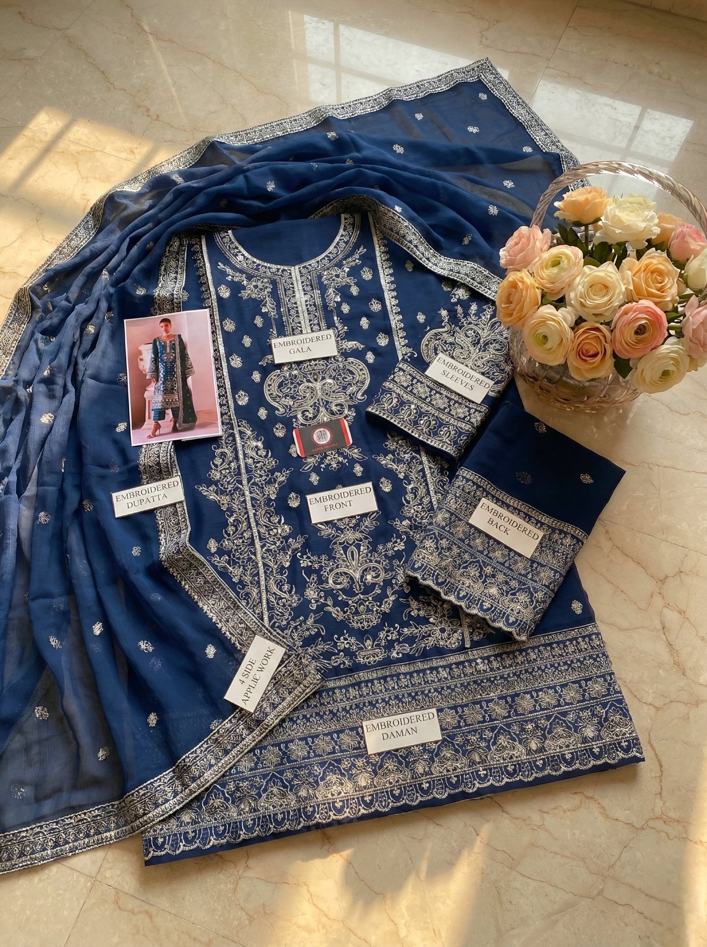 GULAL IMPERIAL ZINC EMROIDED DRESS 3PEC UNSTICHED