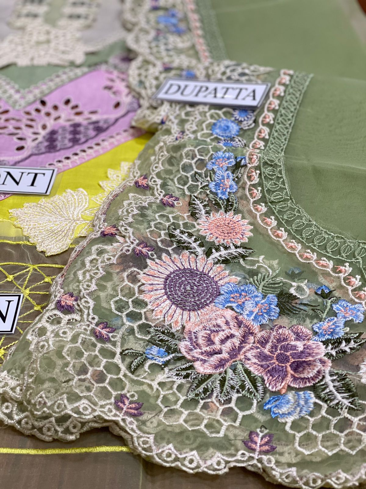 CRIMSON CHIKENKARI LAWN WITH BROIDERY DUPATTA |3PEC UNSTICHED