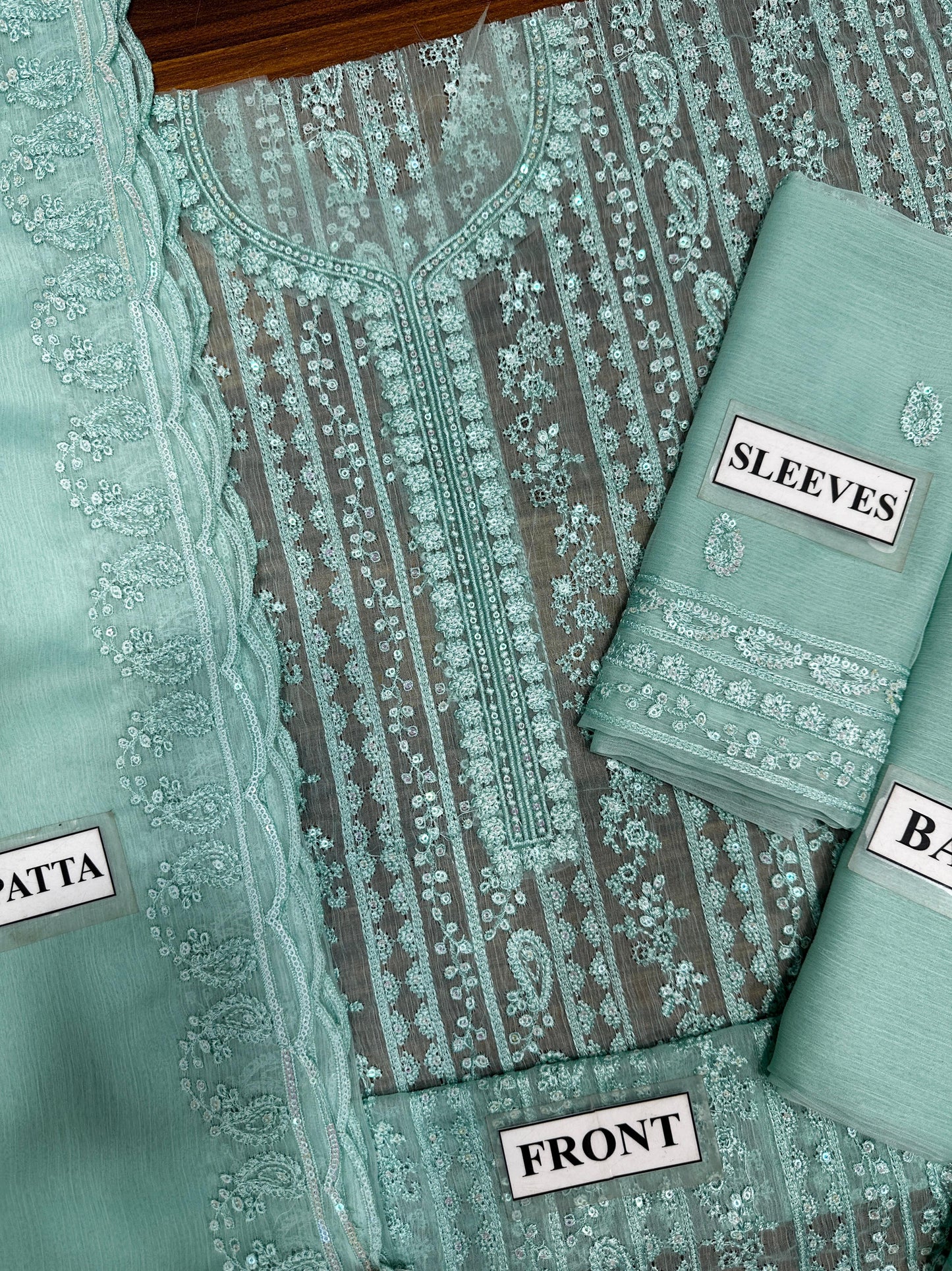 AZURE CHIFFON WITH CHIFFON EMBROIDERD DUPATTA |3PIECE UNSTICHED