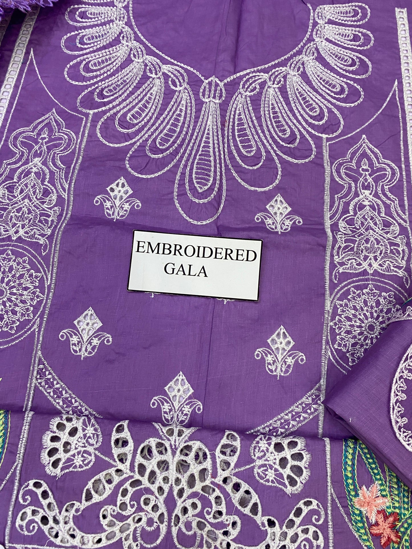 BIN ILYAS| PURPLE CHIKENKARI WITH ORGENZA DUPATTA |3PC UNSTICHED