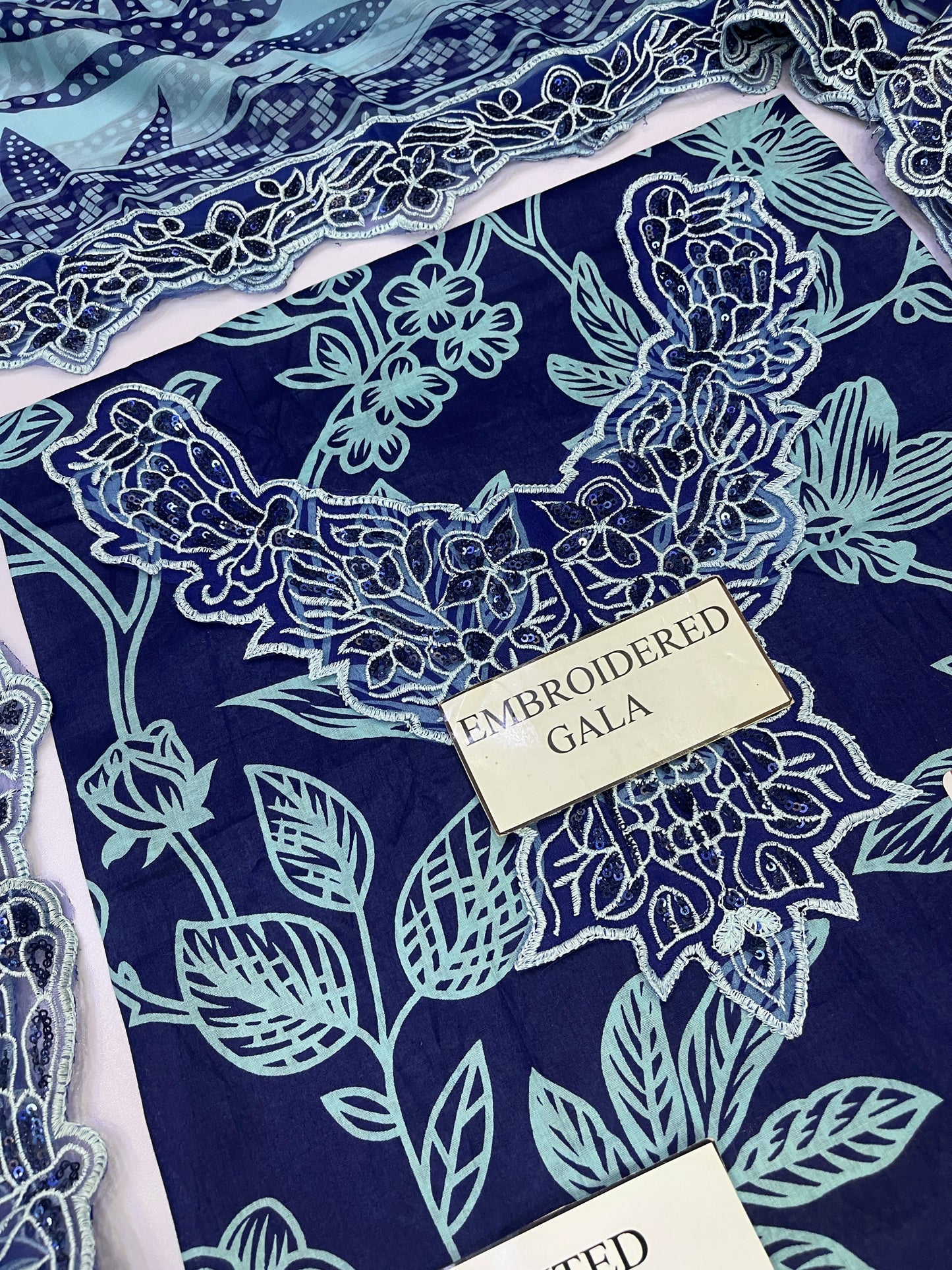 NUREH E BAHAR |LAWN EMBROIDED CHIFFON DUPATTA |3PC UNSTICHED