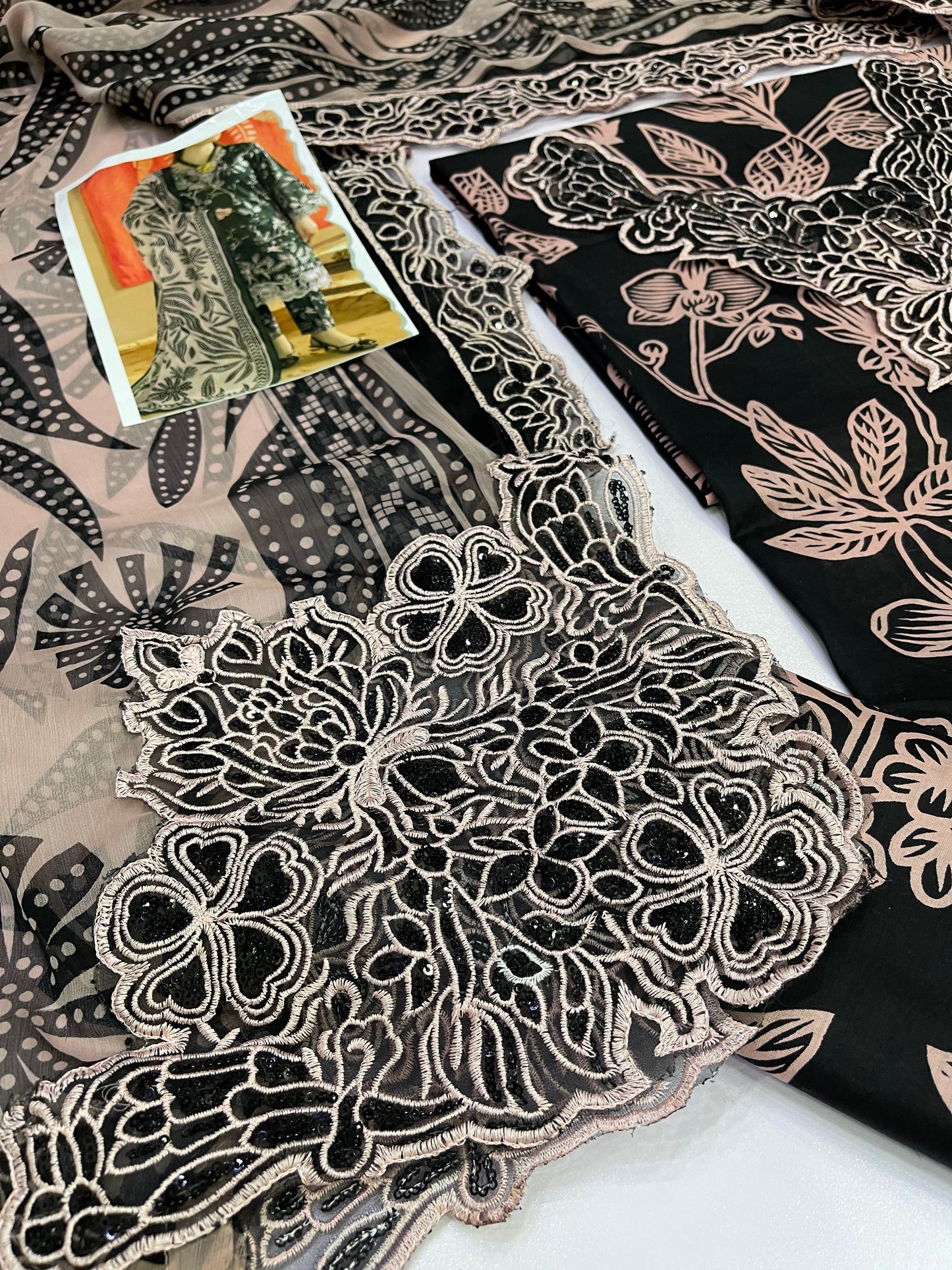 NUREH E BAHAR |LAWN EMBROIDED CHIFFON DUPATTA |3PC UNSTICHED