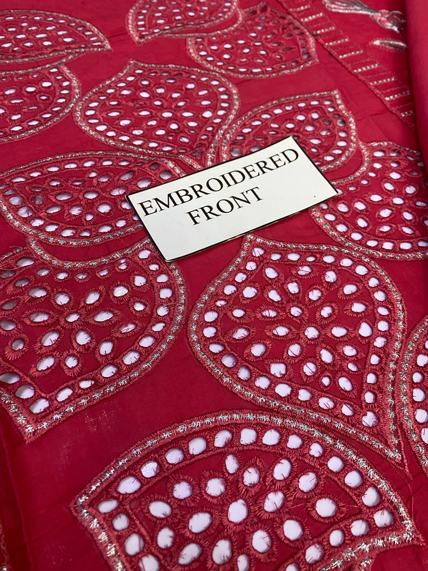 MARJAN CHIKENKARI CHERRY PINK EDITION |3PC UNSTICHED