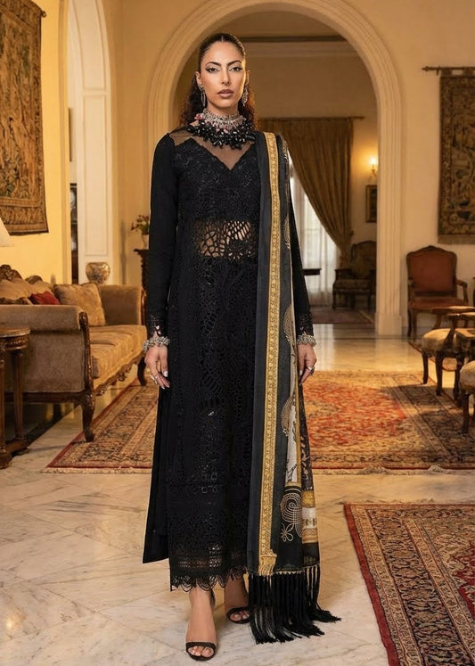 BIN ILYAS | BLACK LUXURY CHIKENKARI | Unstiched 3 piece