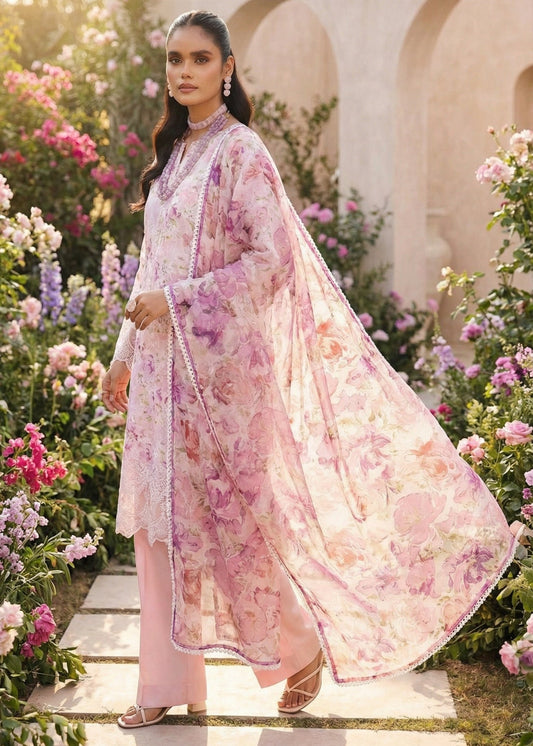 MOTIFZ MULTI FLORAL| LAWN WITH CHIFFON DUPATTA |3PC UNSTICHED