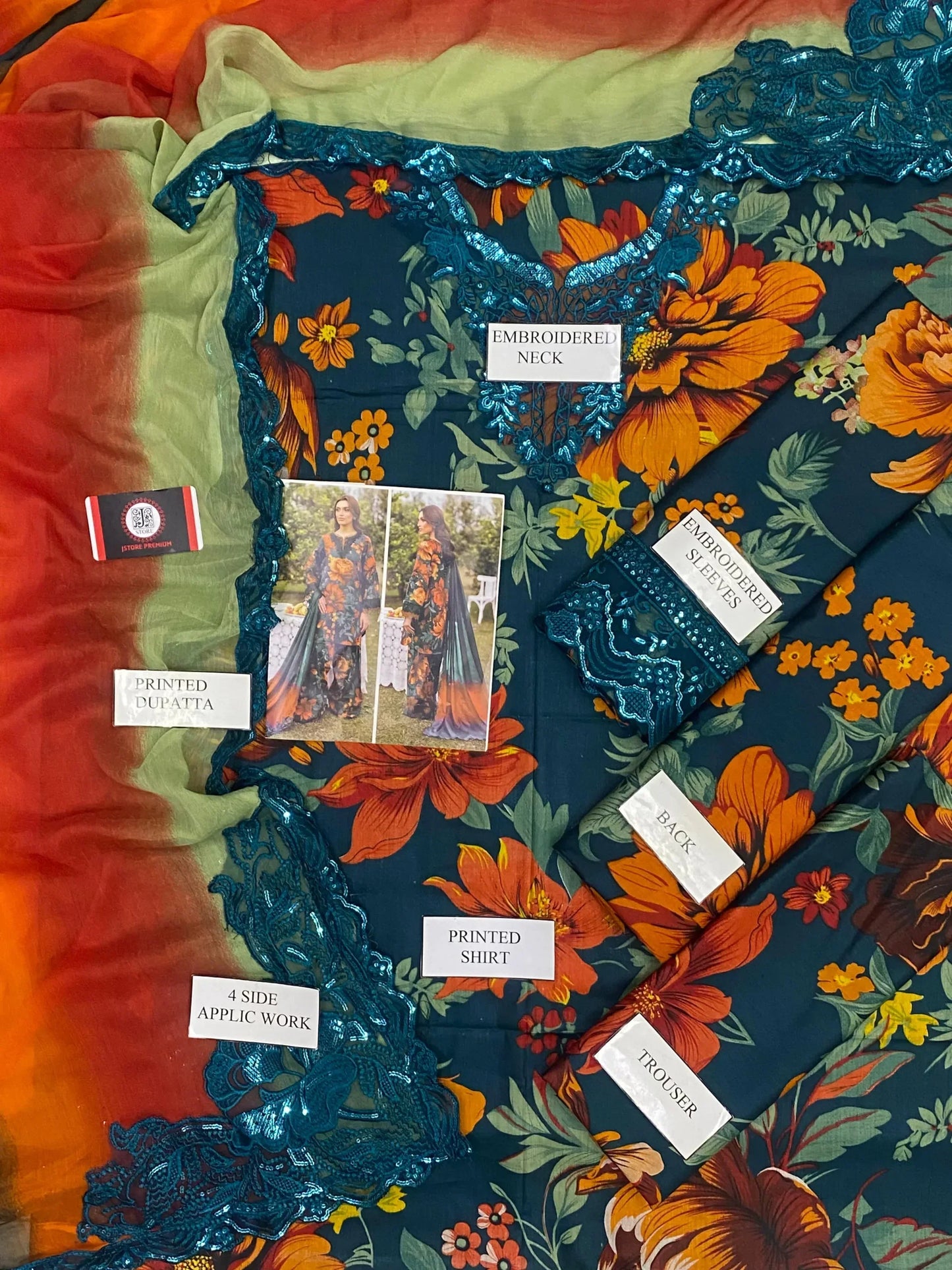 Iznik | Zinc Floral With Chiffon Dupatta | 3pec Unstiched