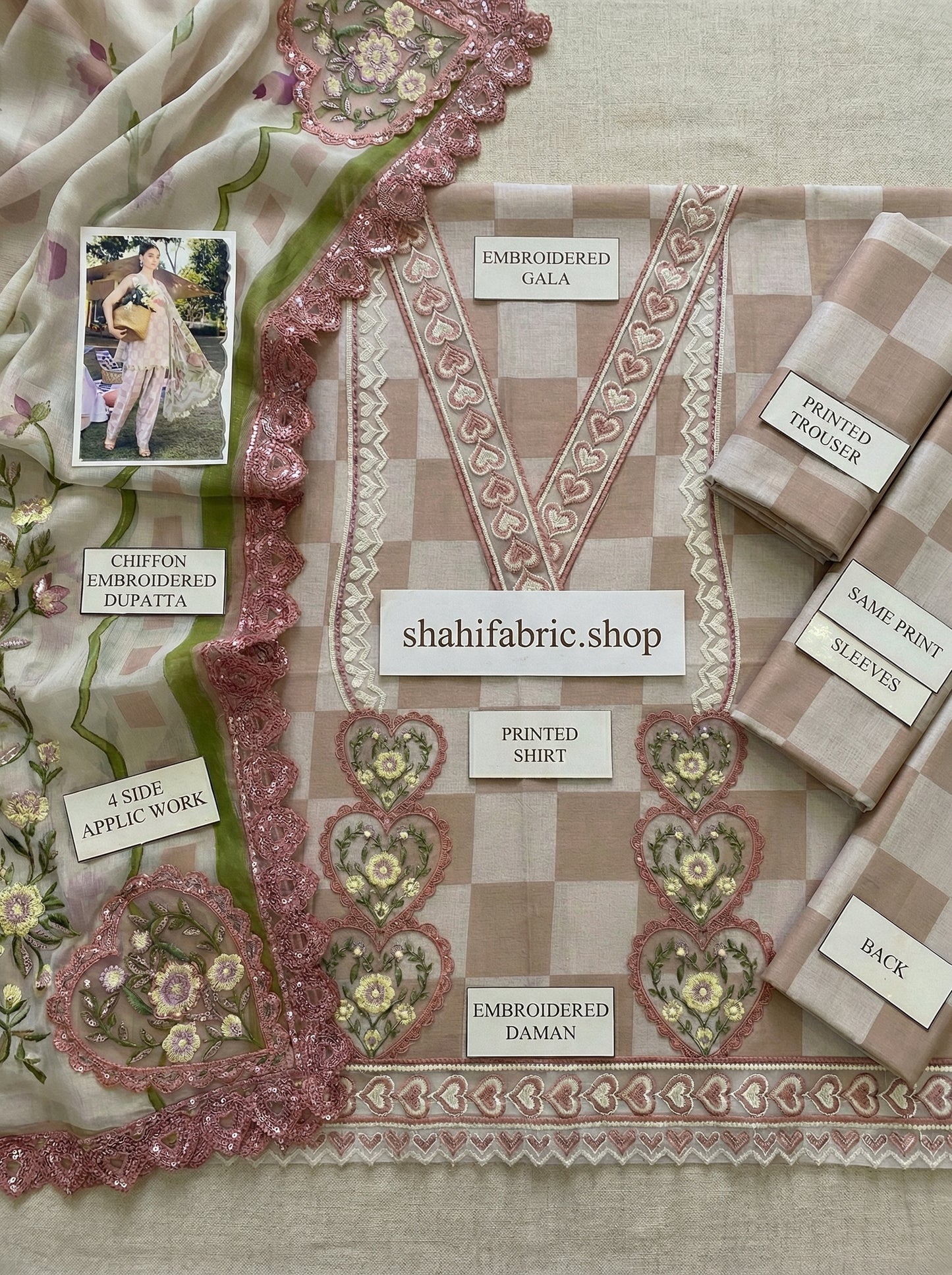 MARIAB BROWN HEART |PRINTED LAWN WITH CHIFFON DUPATTA |3PC UNSTICHED