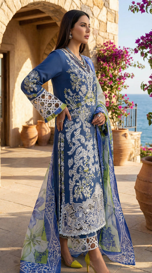 MUSHQ CHIKENKARI WITH DIGITAL PRINTED SILK DUPATTA |3PIECE UNsTICHED