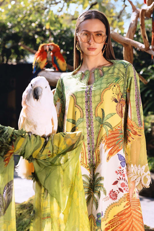 MARIAB TULIP |PRINTED LAWN WITH CHIFFON BORDER DUPATTA |3PC UNSTICHED