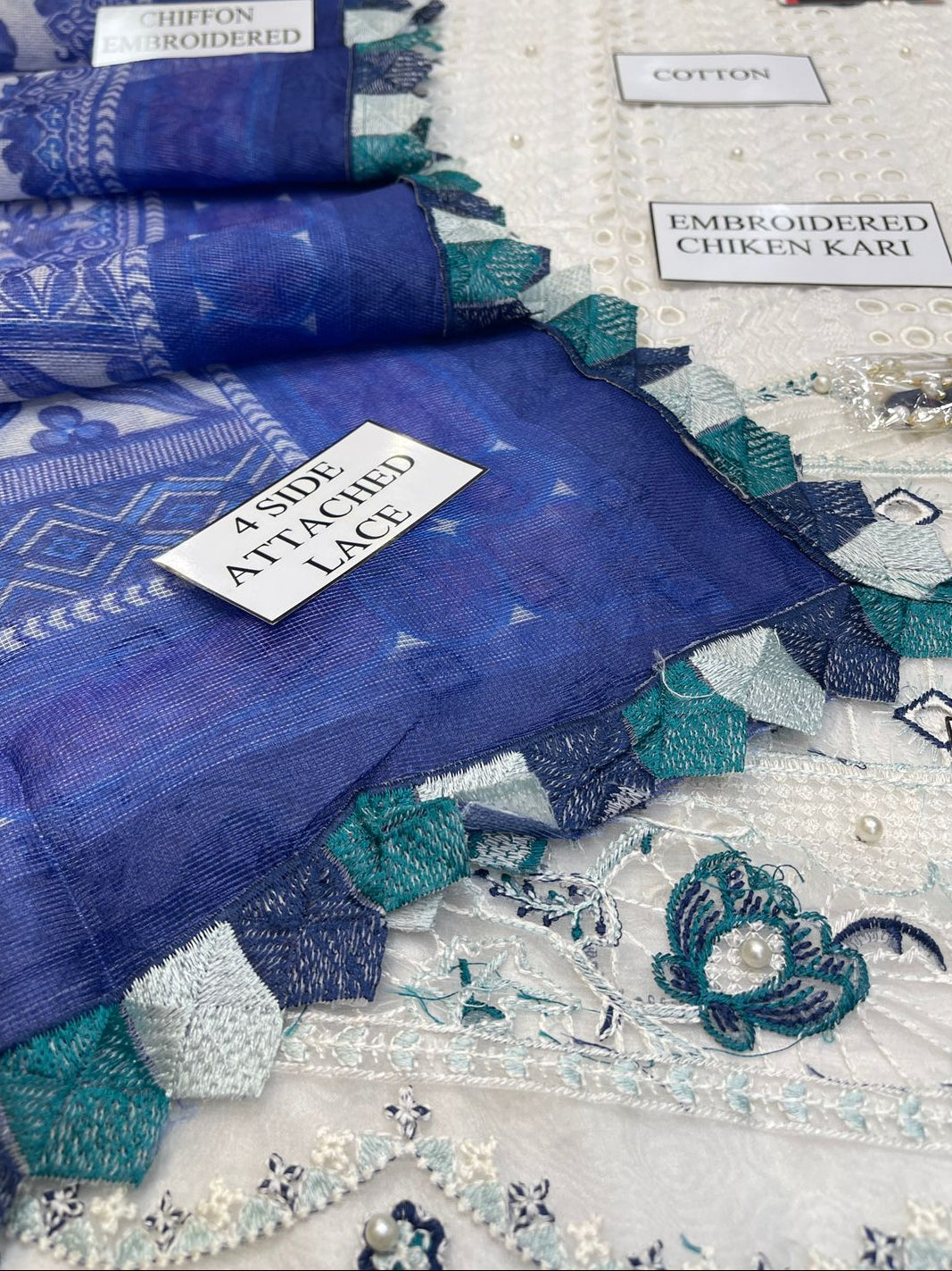 ANAYA CHIKENKARI WHITE ICE EDITION |3PC UNSTICHED