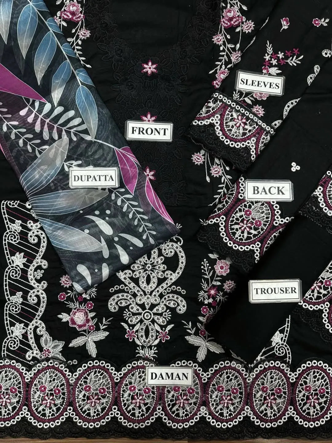 Mushq | Chikenkari With Silk Dupatta | 3pec Unstiched