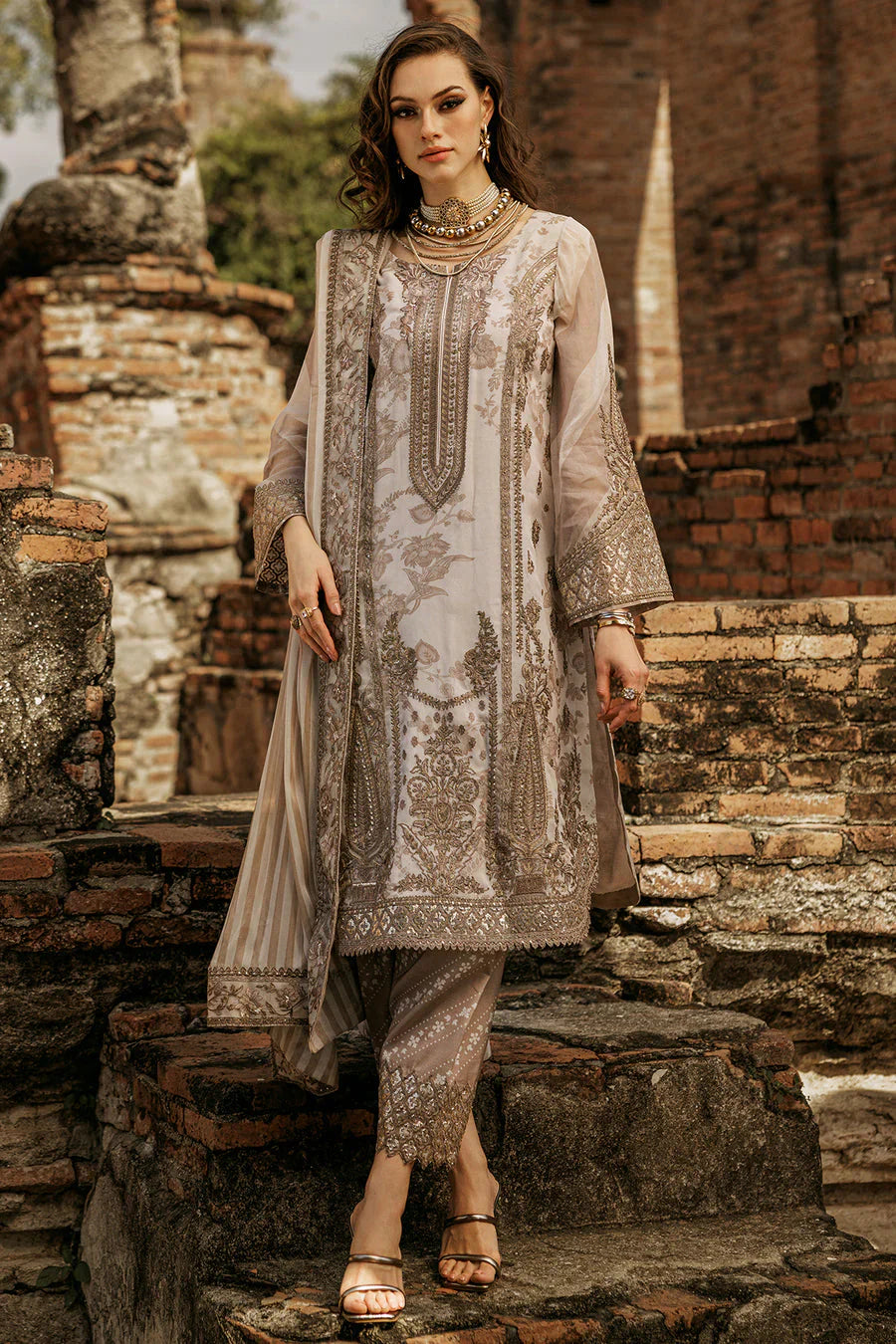 CHARIZMA SUNHERI ROYALE FESTIVE EDITION |KHADDI NET WITH KHADDI NET DUPATTA  |3PC UNSTICHED
