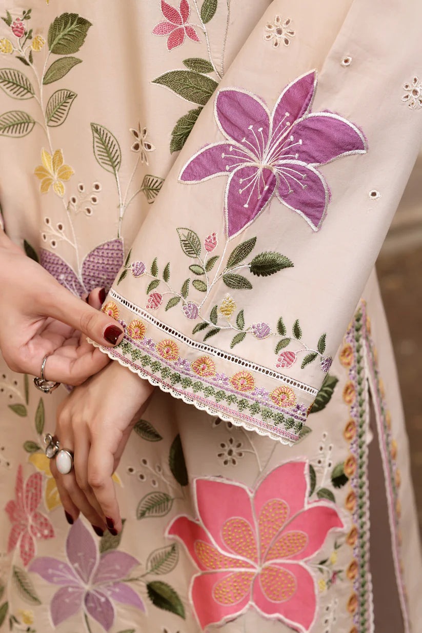 Aneelas  Emborided Lawn Chikenkari With Silk Duppata 3pc Unstiched