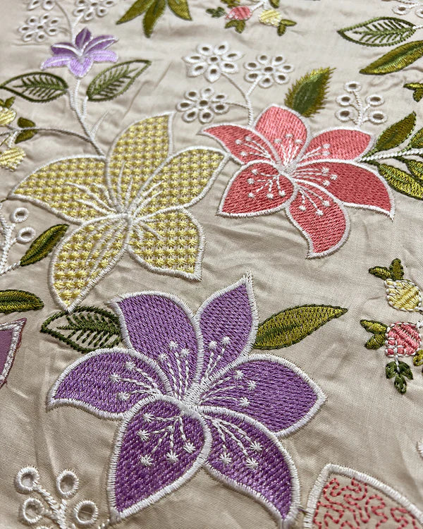 Aneelas  Emborided Lawn Chikenkari With Silk Duppata 3pc Unstiched