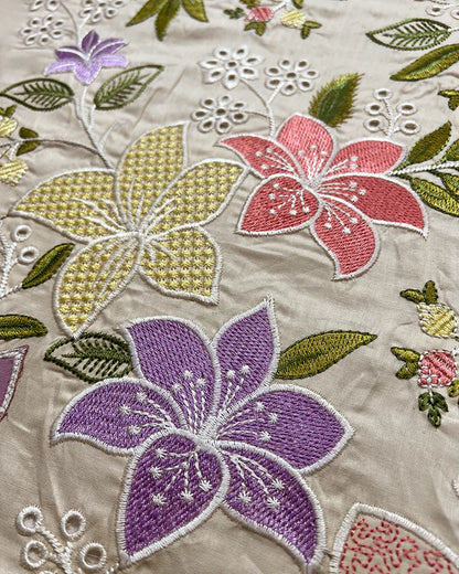 Aneelas  Emborided Lawn Chikenkari With Silk Duppata 3pc Unstiched