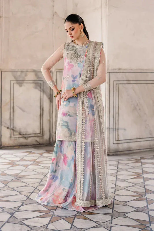 Jazmine | Multi Shade With Heavy Embroidered Net Dupatta | 3pec Unstiched