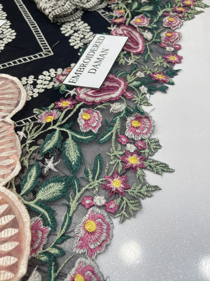 CRIMSON CHIKENKARI FANCY |3PC UNSTICHED