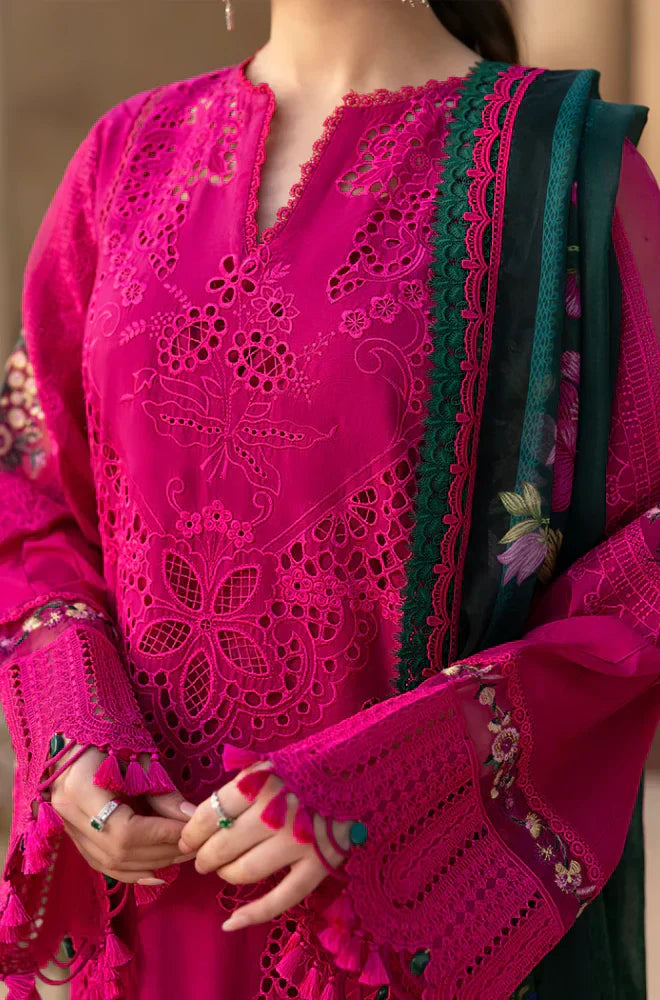 Saira Rizwan | Luxury Chikenkari Lawn Printed Silk Dupatta  | 3piece Unstiched