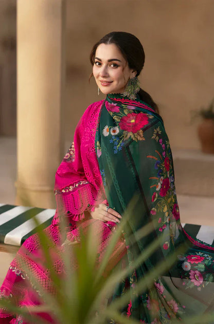 Saira Rizwan | Luxury Chikenkari Lawn Printed Silk Dupatta  | 3piece Unstiched