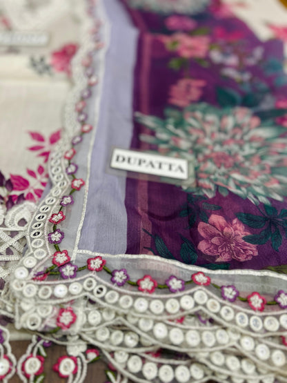 ASIFA & NABEEL Premium Lawn Suit with Chiffon Dupatta 3PC Unstitched