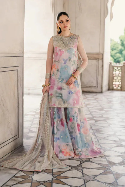 Jazmine | Multi Shade With Heavy Embroidered Net Dupatta | 3pec Unstiched