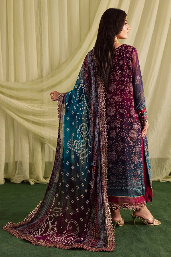 NUREH CHUNRI TIE N DYE WITH CHIFFON  DUPATTA |3PC UNSTICHED