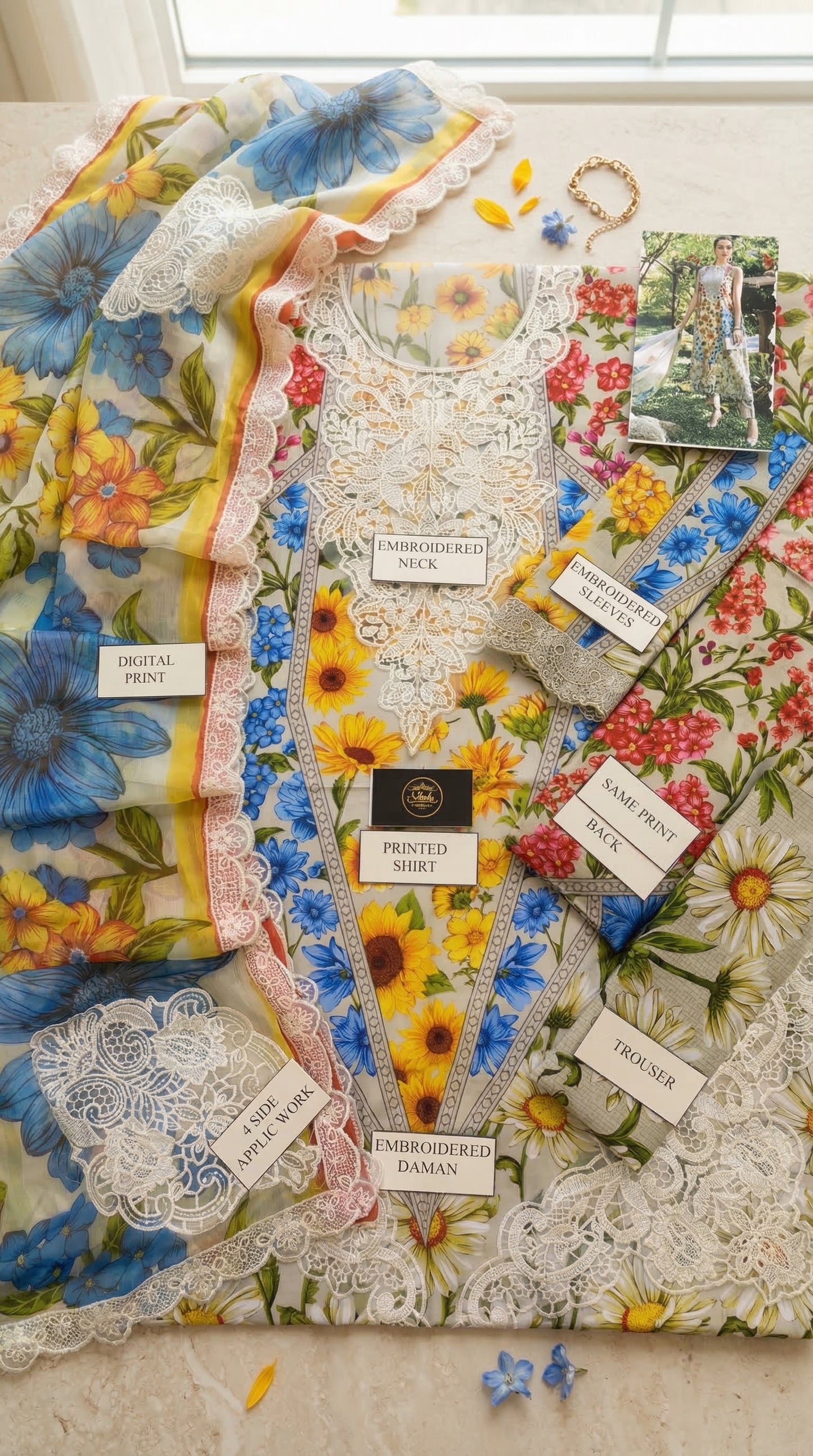 MARIAB LUXURY LAWN COLLECTION (UH) CHIFFON  DUPATTA |3PC UNSTICHED