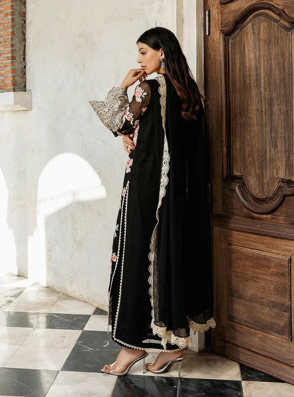 ZAINAB CHOTTANI | BLACK WALTZ ROSE |3PEC UNSTICHED
