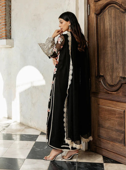 ZAINAB CHOTTANI | BLACK WALTZ ROSE |3PEC UNSTICHED