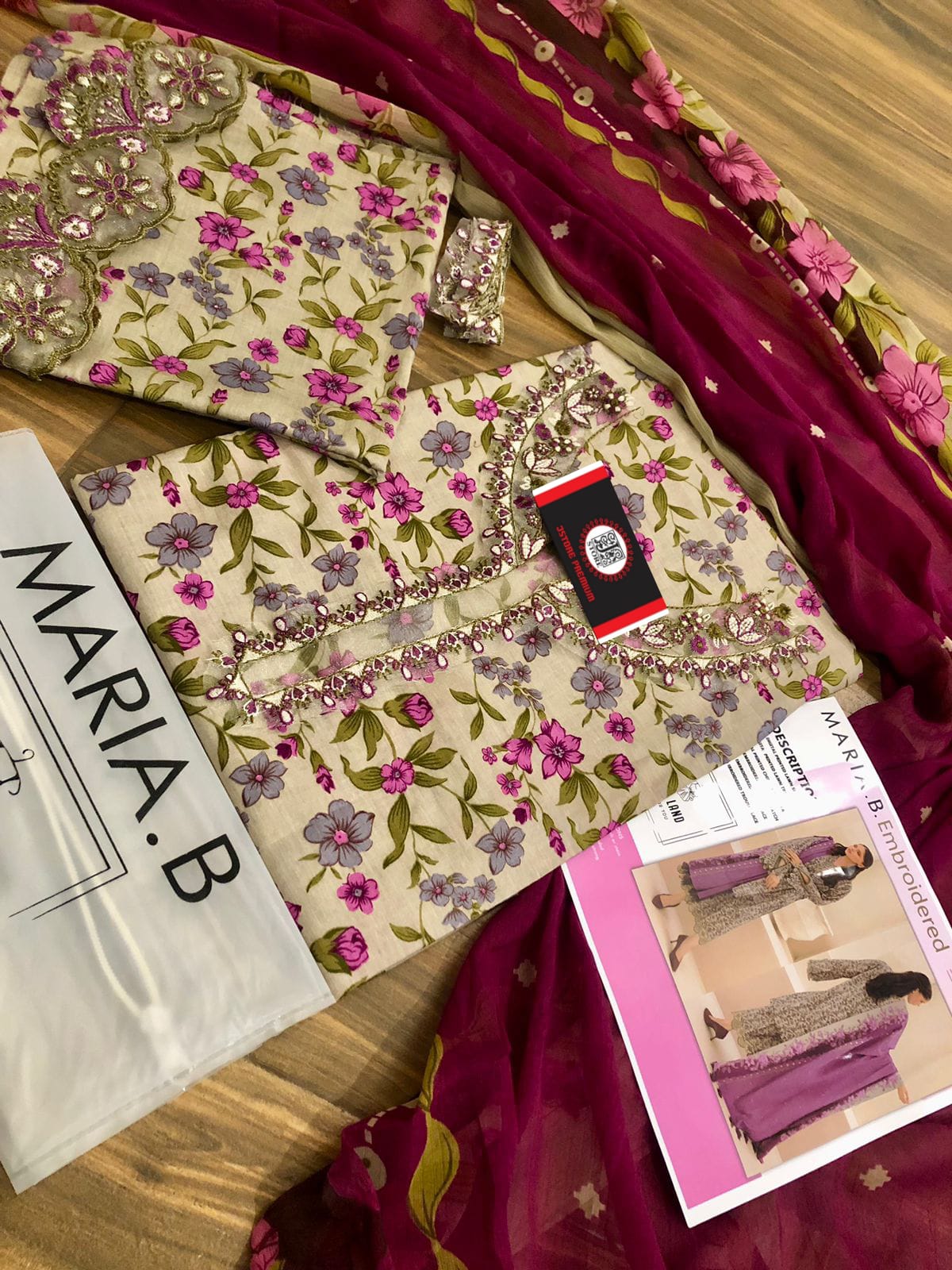 MARIAB EXCLUSIVE MPRINT LAWN WITH CHIFFON DUPATTA |3PIECE UNSTICHED
