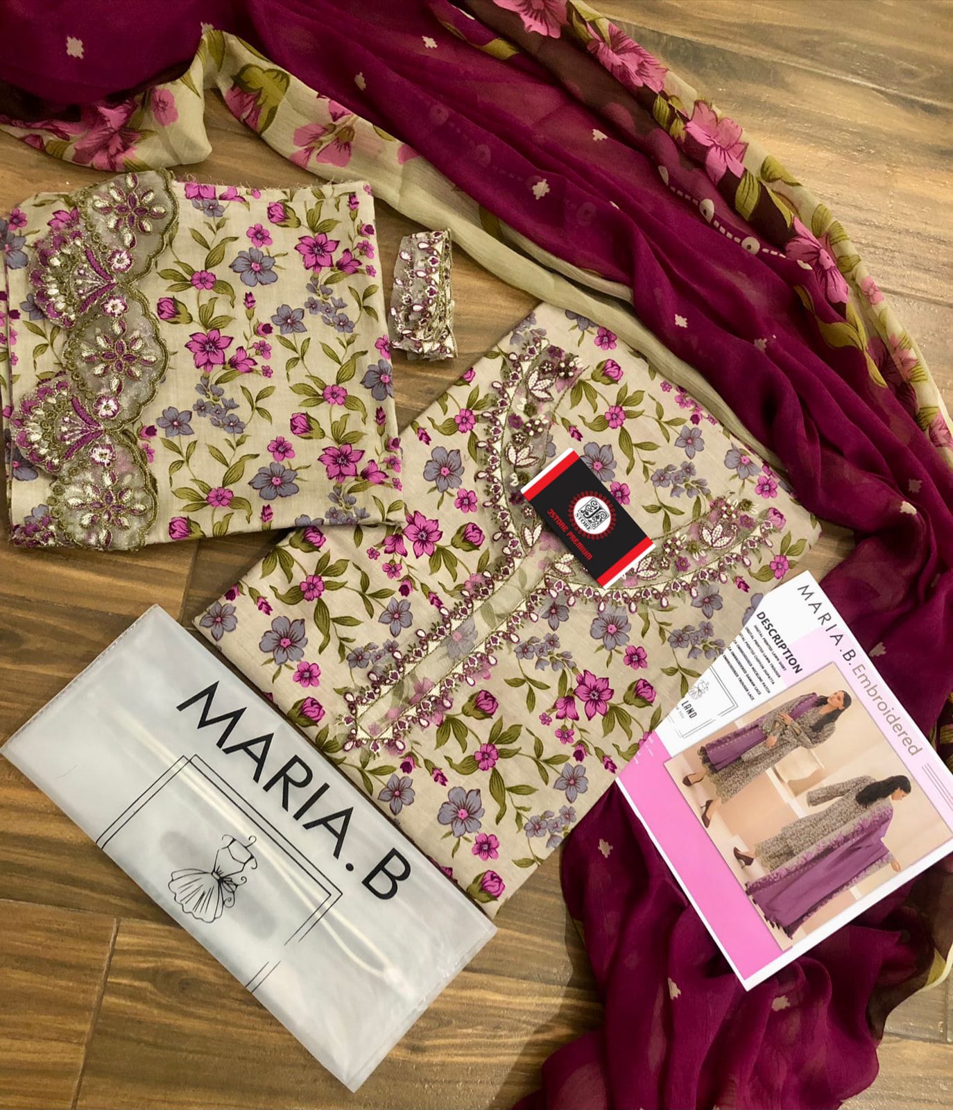 MARIAB EXCLUSIVE MPRINT LAWN WITH CHIFFON DUPATTA |3PIECE UNSTICHED