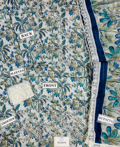 IZEL LAWN WITH CHIFFON DUPATTA |3PEC UNSTICHED