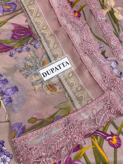 MARIAB LAWN WITH CHIFFON DUPATTA |3PEC UNSTICHED