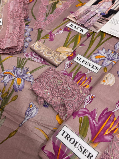 MARIAB LAWN WITH CHIFFON DUPATTA |3PEC UNSTICHED