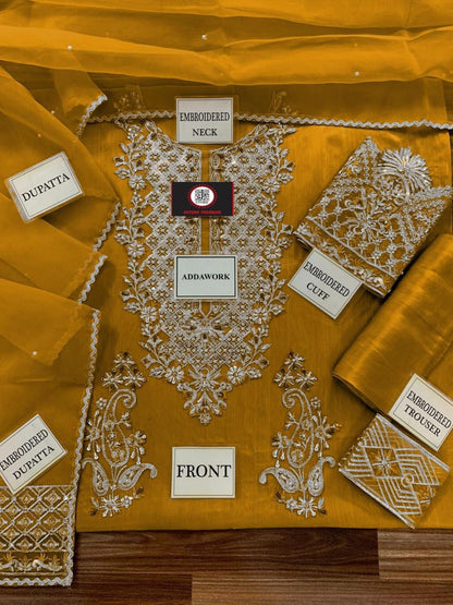 AYESHA HOOR SILK WEDDING WITH ORGENZA  DUPATTA (Y) |3PIECE UNSTICHED