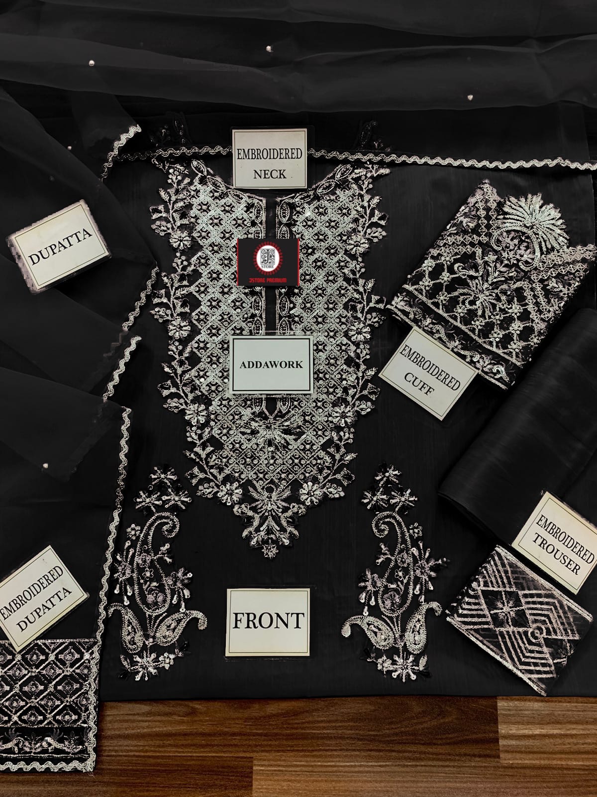 AYESHA HOOR SILK WEDDING WITH ORGENZA  DUPATTA (B) |3PIECE UNSTICHED