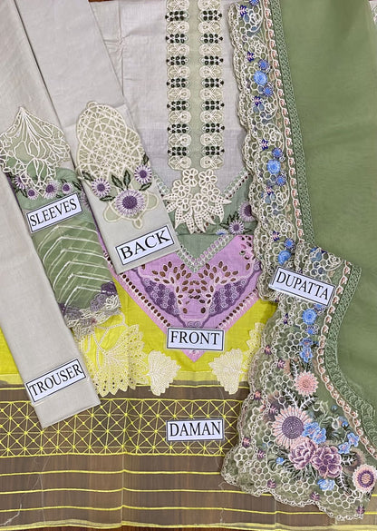 CRIMSON CHIKENKARI LAWN WITH BROIDERY DUPATTA  |3PEC UNSTICHED