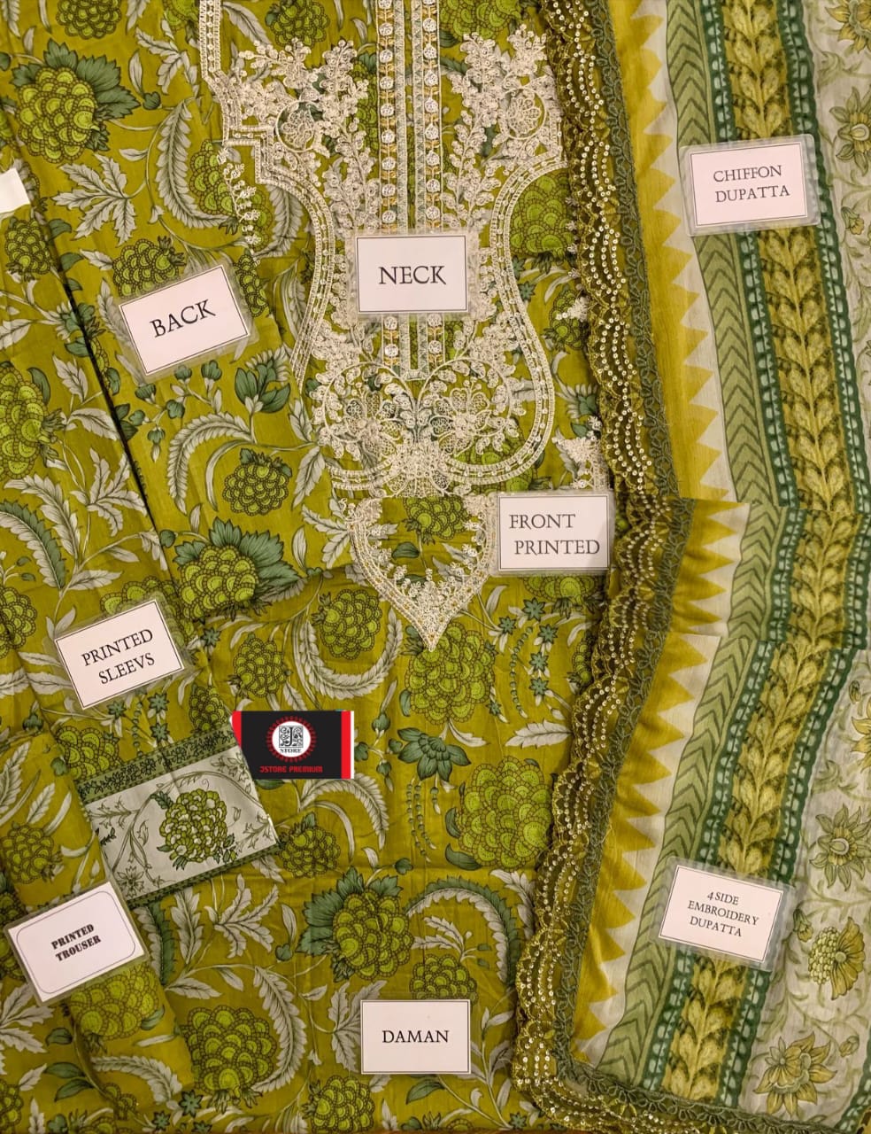 MARIAB LAWN WITH CHIFFON  DUPATTA |3PEC UNsTICHED