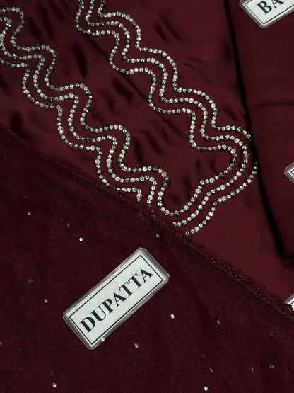 LULUSAR SILK WITH NET DUPATTA  |3PIECE UNSTICHED