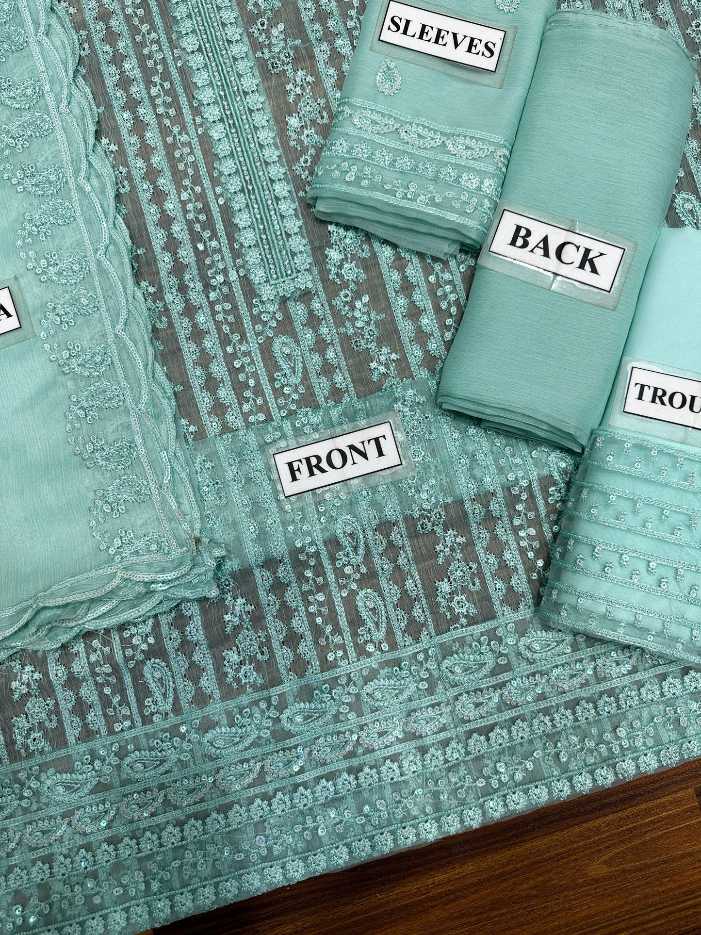 AZURE CHIFFON WITH CHIFFON EMBROIDERD DUPATTA  |3PIECE UNSTICHED