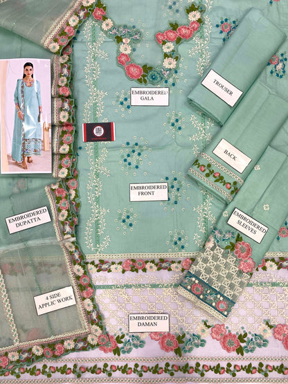 MUSHQ | ELITE FLORAL CHIKENKARI  KHADDI NET DUPATTA  |3PEC UNSTICHED