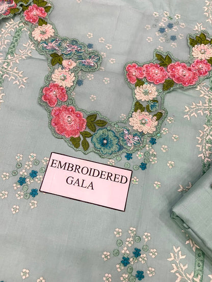 MUSHQ | ELITE FLORAL CHIKENKARI  KHADDI NET DUPATTA  |3PEC UNSTICHED