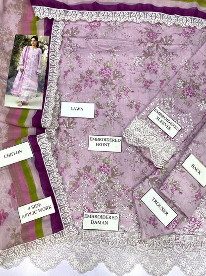 MOTIFZ FLORAL ICE | LAWN  WITH CHIFFON DUPATTA  |3PC UNSTICHED