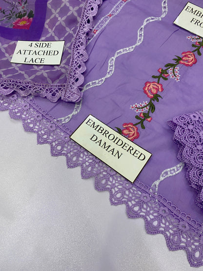 ANEELA CHIKENKARI NOOR | CHIKENKARI  SILK DUPATTA  |3PC UNSTICHED