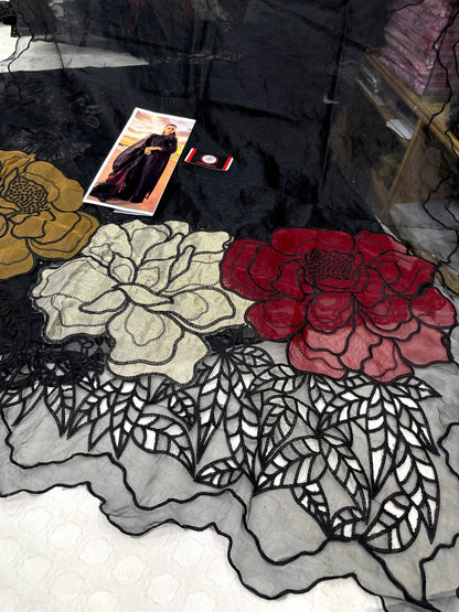 Rang Rasiya | Luxury Chikenkari Lawn Cutwork Dupatta  | 3pc Unstiched