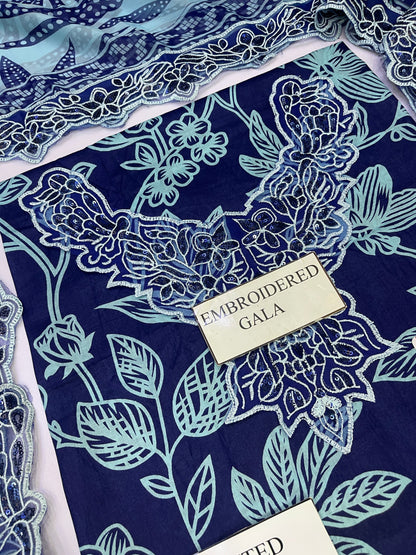 NUREH E BAHAR |LAWN  EMBROIDED CHIFFON DUPATTA  |3PC UNSTICHED