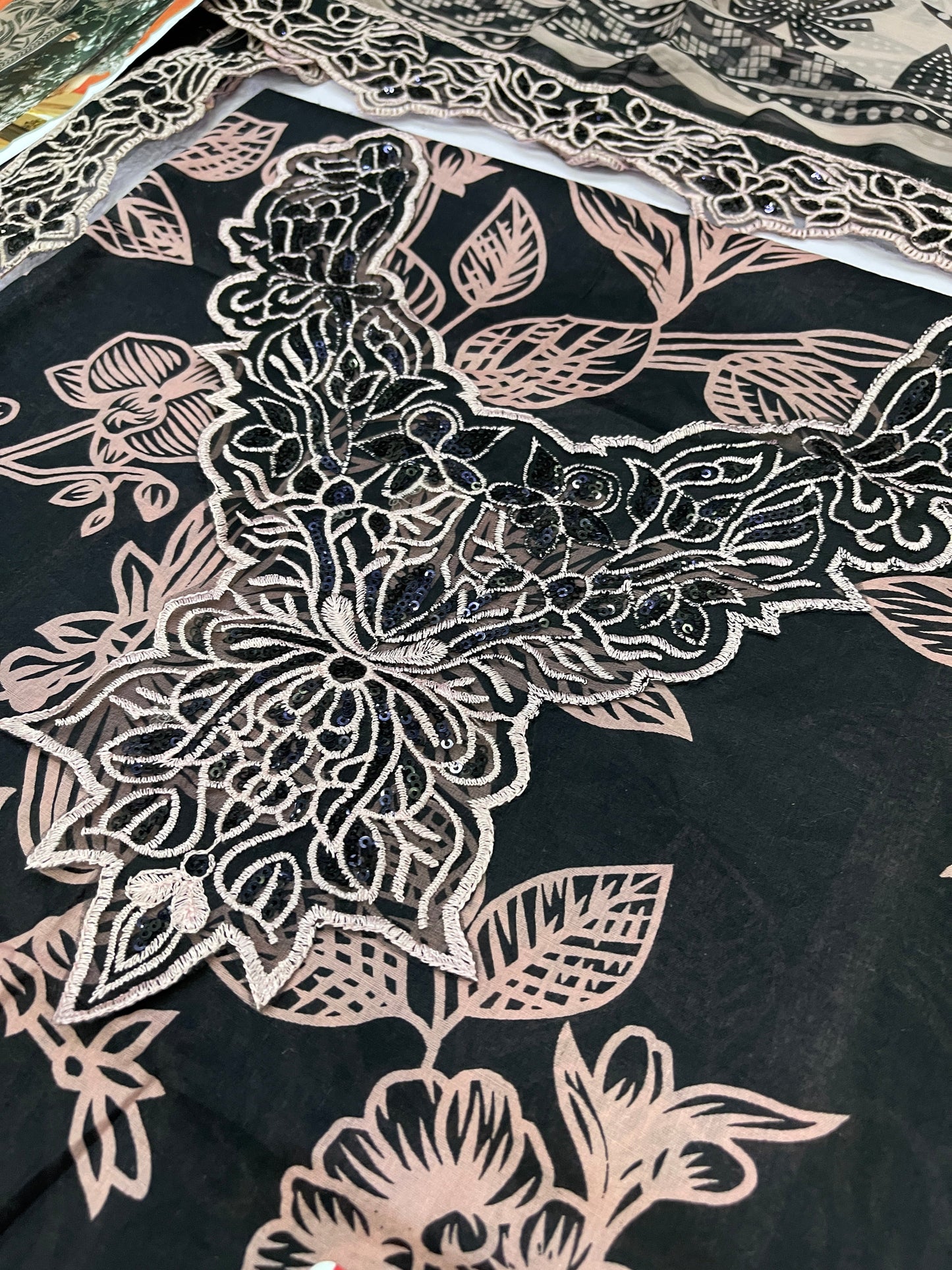 NUREH E BAHAR |LAWN  EMBROIDED CHIFFON DUPATTA  |3PC UNSTICHED