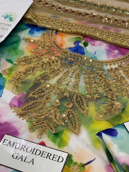 Jazmine | Multi Shade With Heavy Embroidered Net Dupatta | 3pec Unstiched