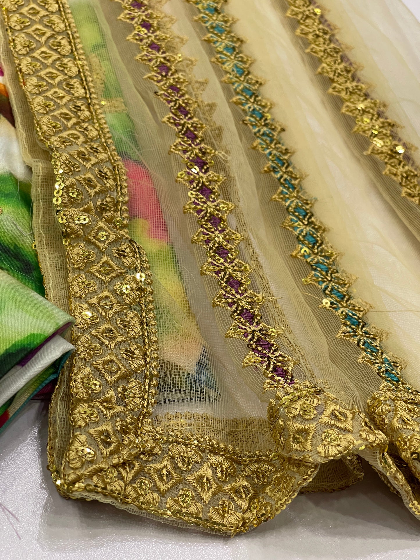 Jazmine | Multi Shade With Heavy Embroidered Net Dupatta | 3pec Unstiched