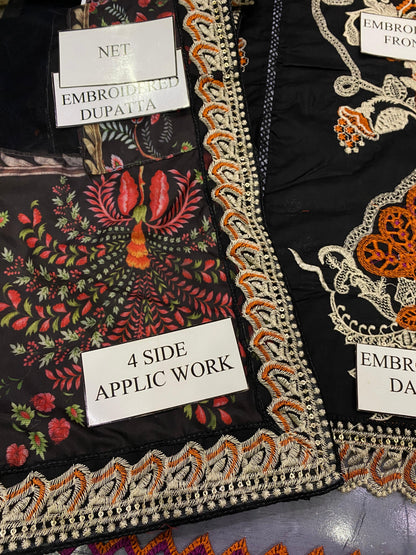 MB BLACK SHEHNAAI CHIKENKARI |3PC UNSTICHED